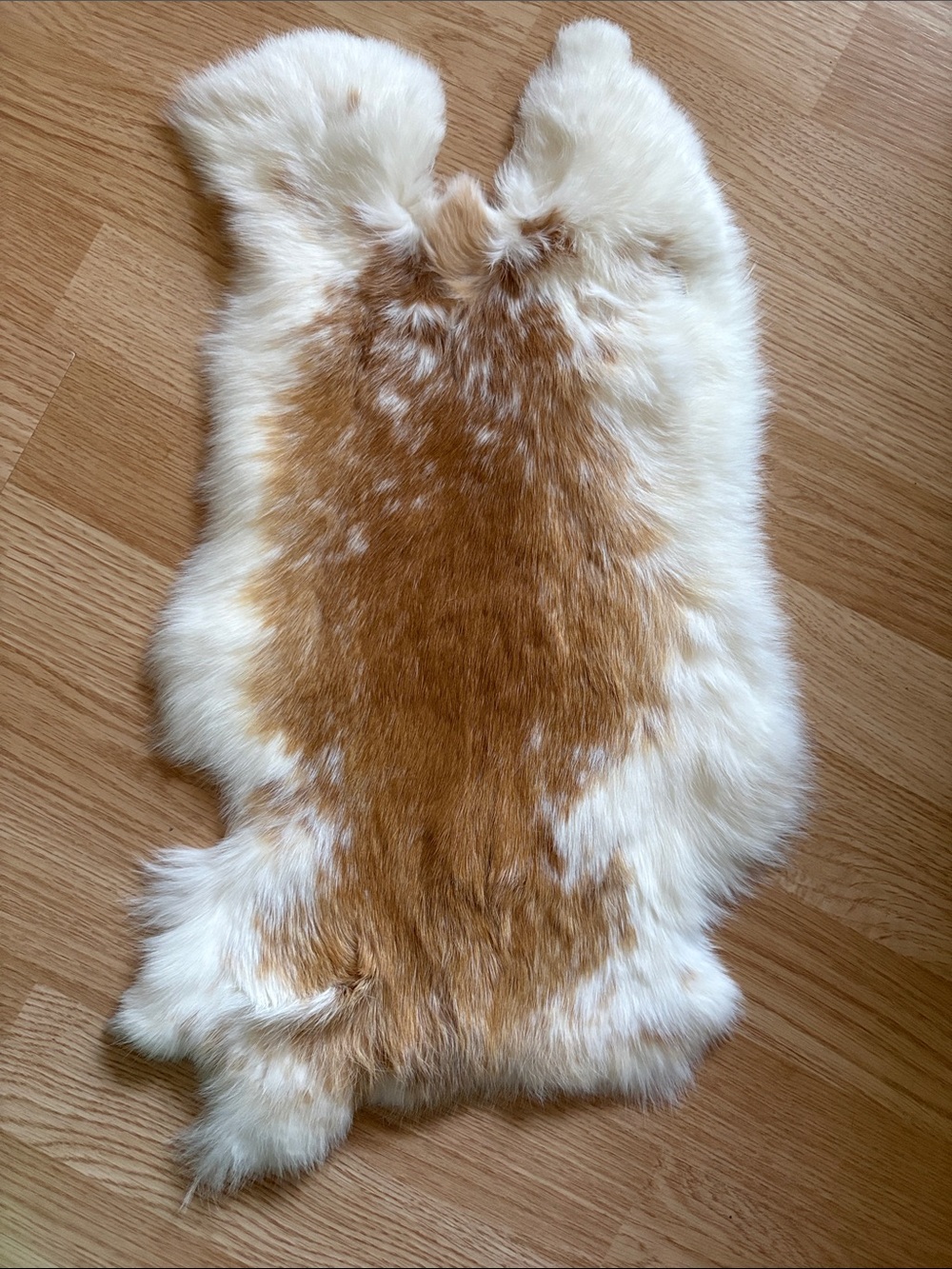 B0092 Natural Two-Tone Rabbit Fur Hide - Cream and Brown
